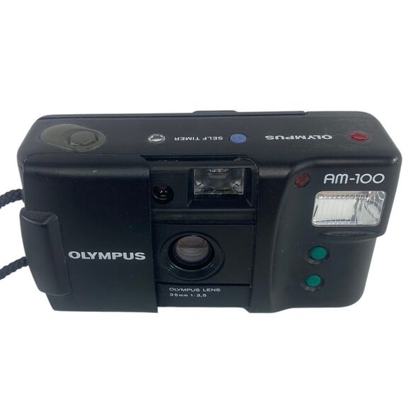 Olympus Am-100 QD Black Point and Shoot Film Camera with Manual Box Case Tested - Picture 2 of 7
